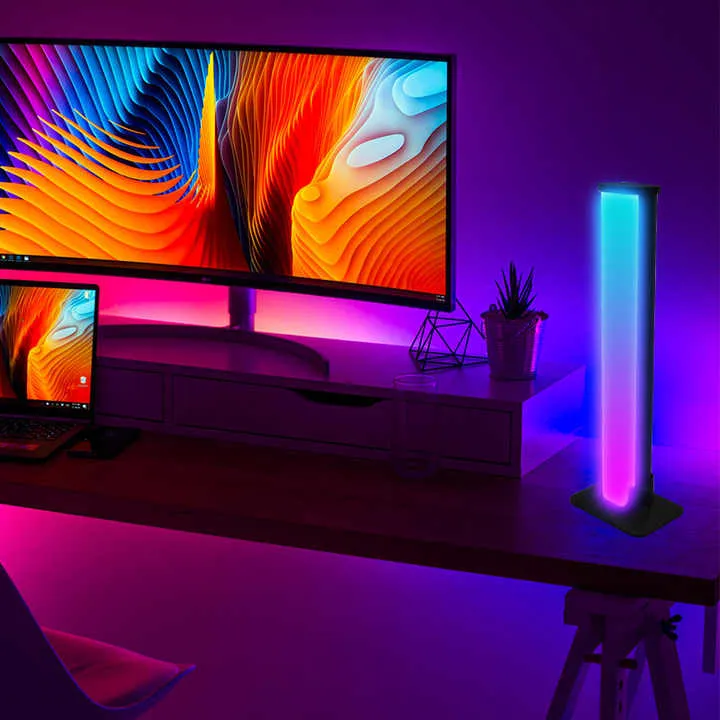 مصباح طاولة ذكي Led المحيط ، كمبيوتر ألعاب . Ambient Led Smart Table Lamp, Cyberpunk Gaming