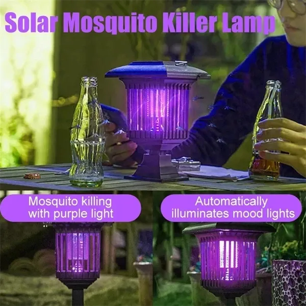 2-in-1 Solar LED Garden Light & Mosquito Zapper  UV Insect Killer for Outdoor Use