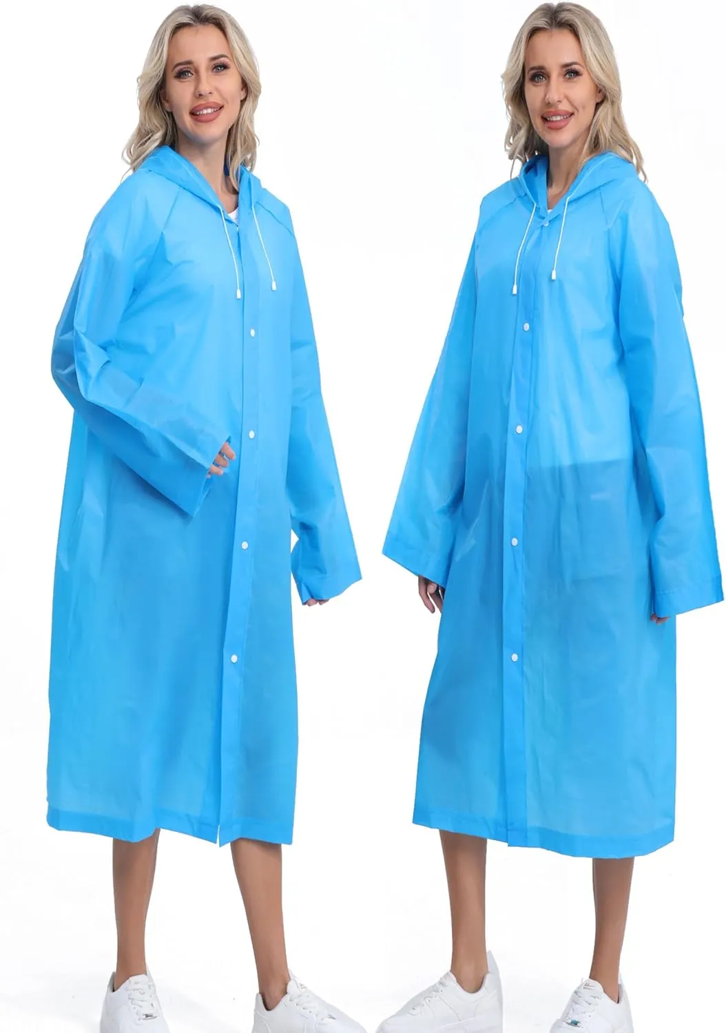 2-Pack Reusable Rain Ponchos for Adults, HOOMBOOM Raincoats Emergency for Women/Men with Drawstring and Sleeves