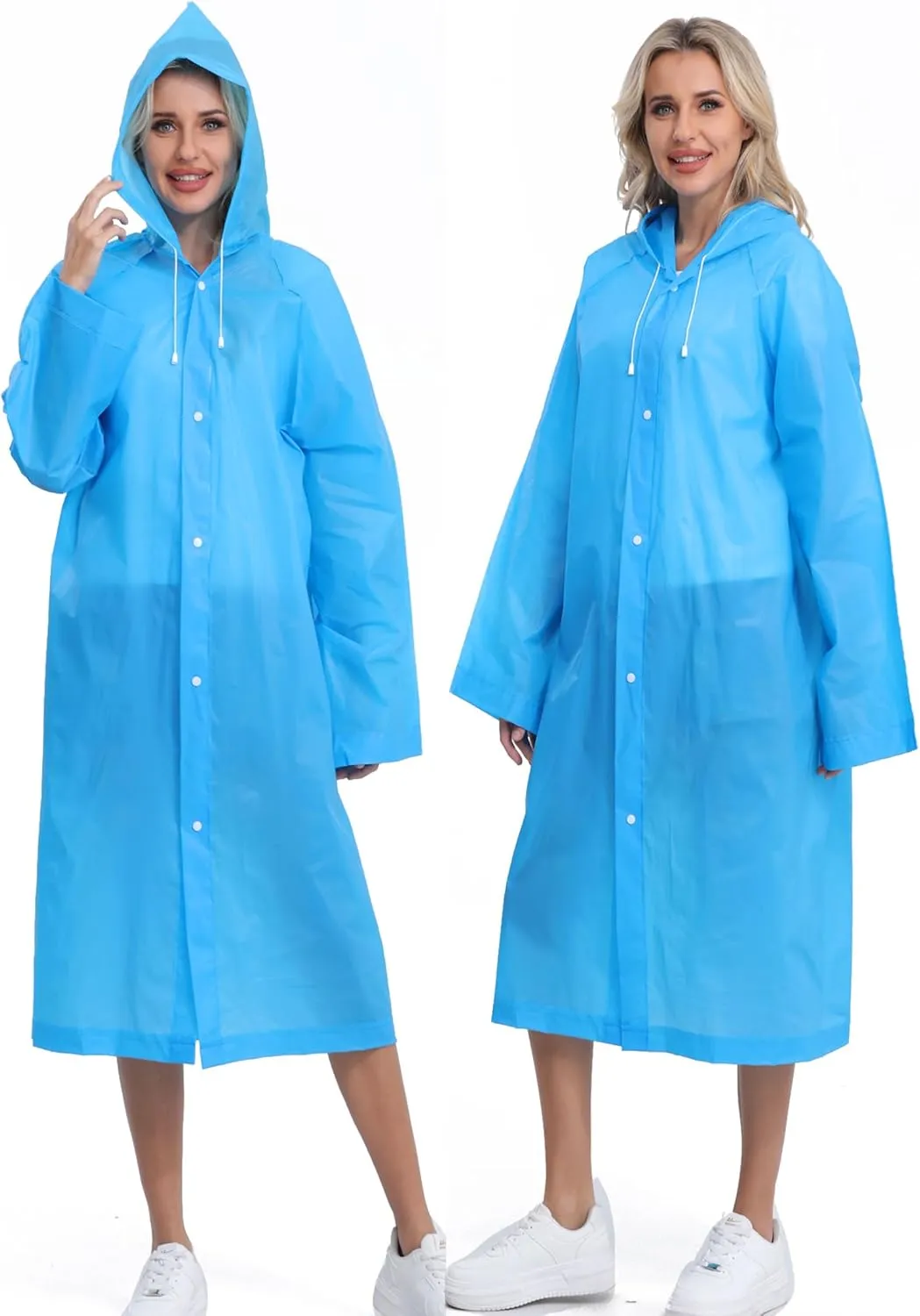 2-Pack Reusable Rain Ponchos for Adults, HOOMBOOM Raincoats Emergency for Women/Men with Drawstring and Sleeves