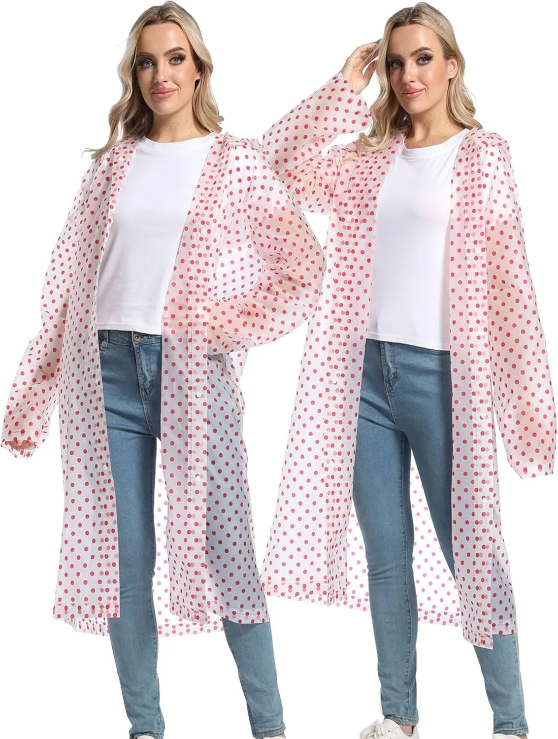 2-Pack Reusable Rain Ponchos for Adults, HOOMBOOM Raincoats Emergency for Women/Men with Drawstring and Sleeves