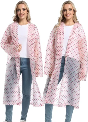 2-Pack Reusable Rain Ponchos for Adults, HOOMBOOM Raincoats Emergency for Women/Men with Drawstring and Sleeves
