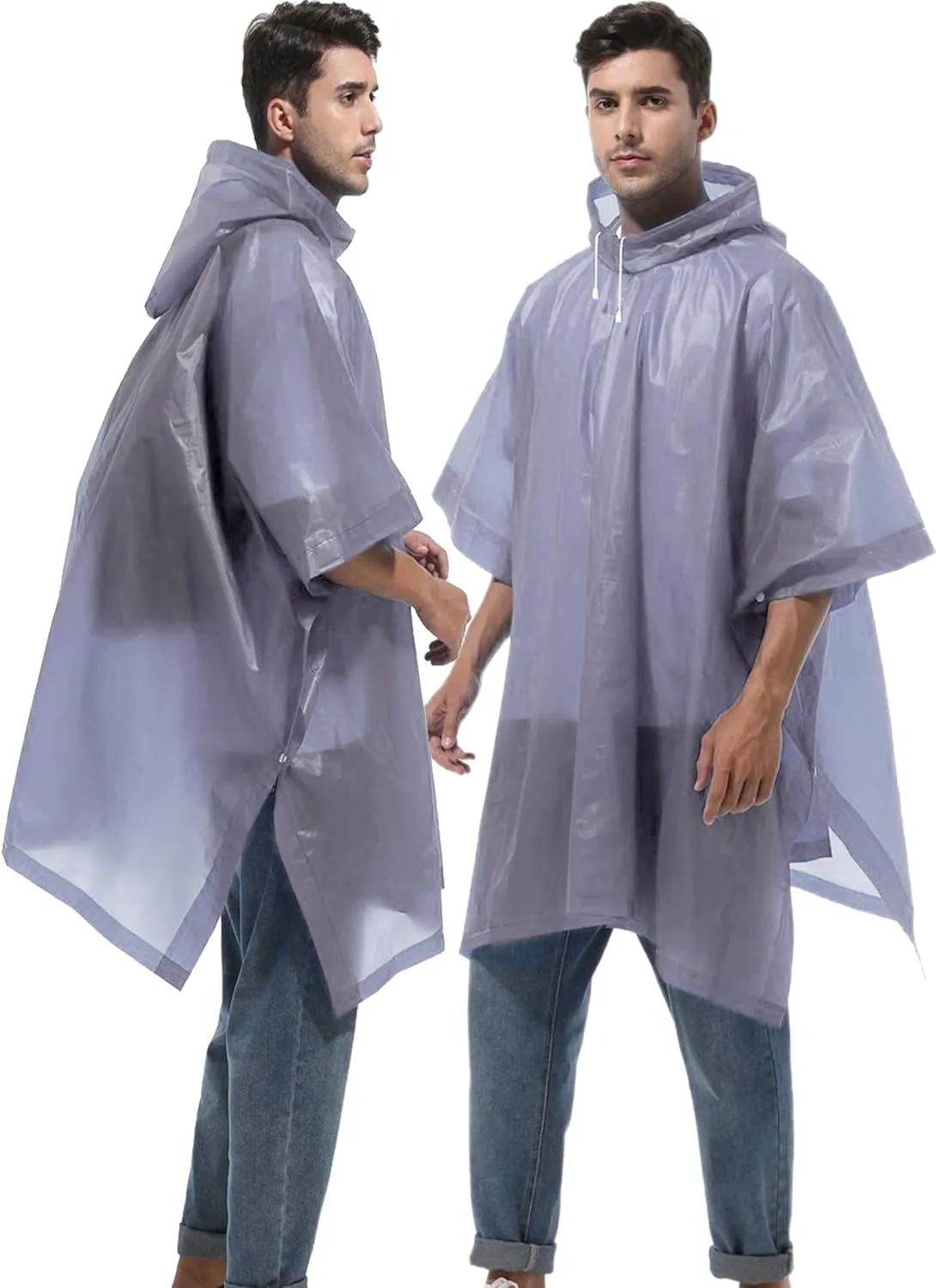 2-Pack Reusable Rain Ponchos for Adults, HOOMBOOM Raincoats Emergency Survival for Women/Men Hood and Drawstring