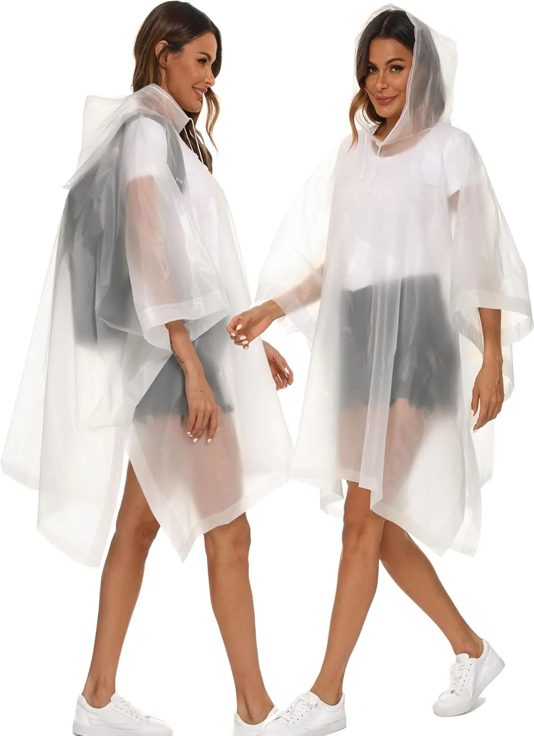 2-Pack Reusable Rain Ponchos for Adults, HOOMBOOM Raincoats Emergency Survival for Women/Men Hood and Drawstring