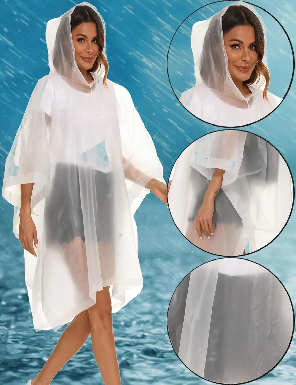 2-Pack Reusable Rain Ponchos for Adults, HOOMBOOM Raincoats Emergency Survival for Women/Men Hood and Drawstring