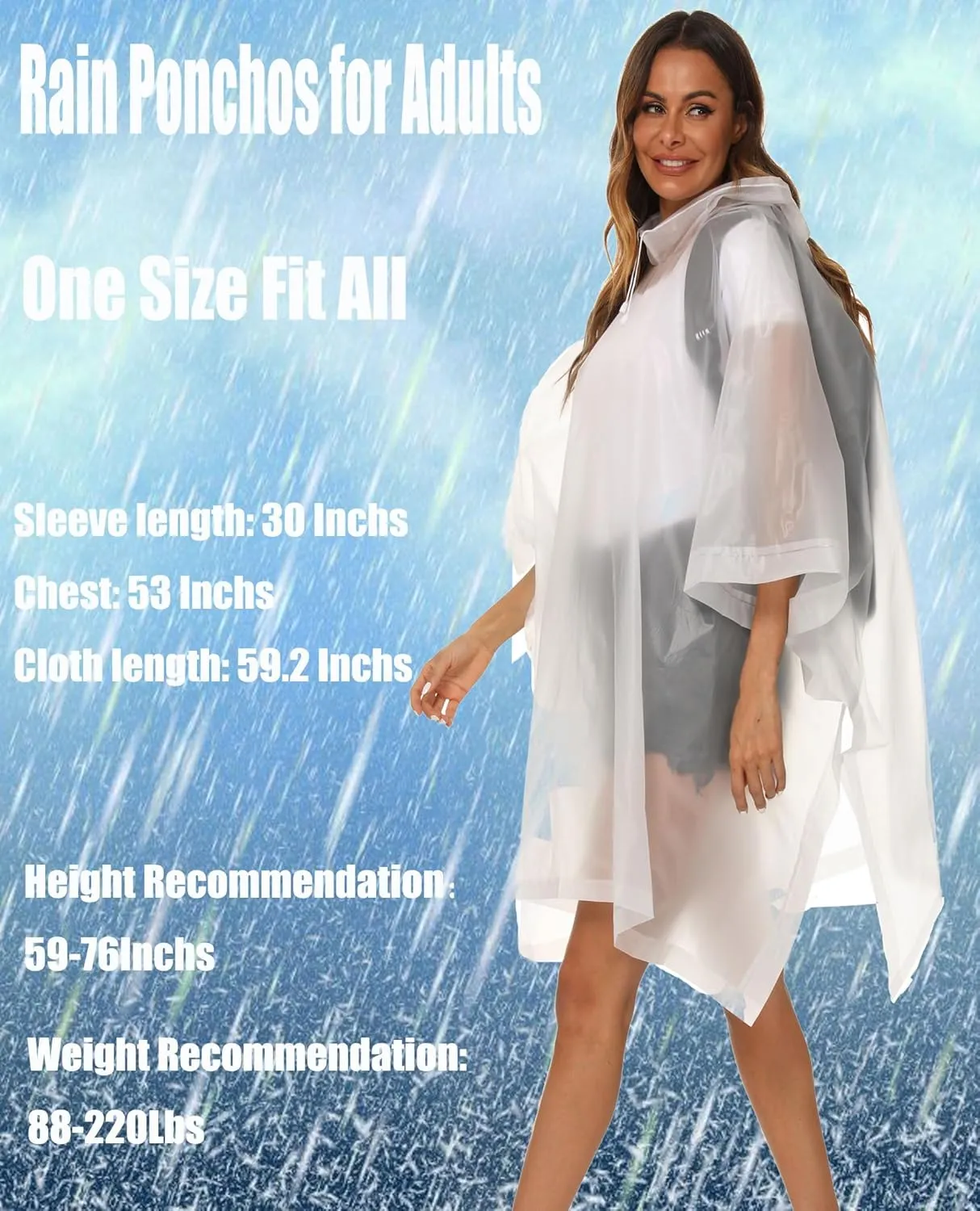 2-Pack Reusable Rain Ponchos for Adults, HOOMBOOM Raincoats Emergency Survival for Women/Men Hood and Drawstring