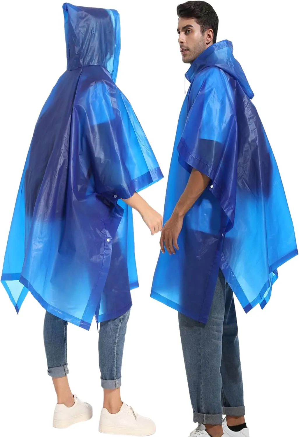 2-Pack Reusable Rain Ponchos for Adults, HOOMBOOM Raincoats Emergency Survival for Women/Men Hood and Drawstring