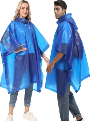 2-Pack Reusable Rain Ponchos for Adults, HOOMBOOM Raincoats Emergency Survival for Women/Men Hood and Drawstring