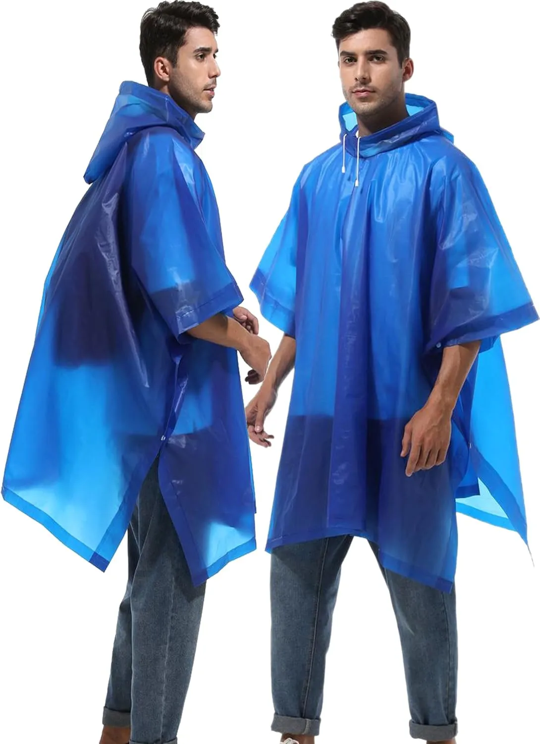 2-Pack Reusable Rain Ponchos for Adults, HOOMBOOM Raincoats Emergency Survival for Women/Men Hood and Drawstring