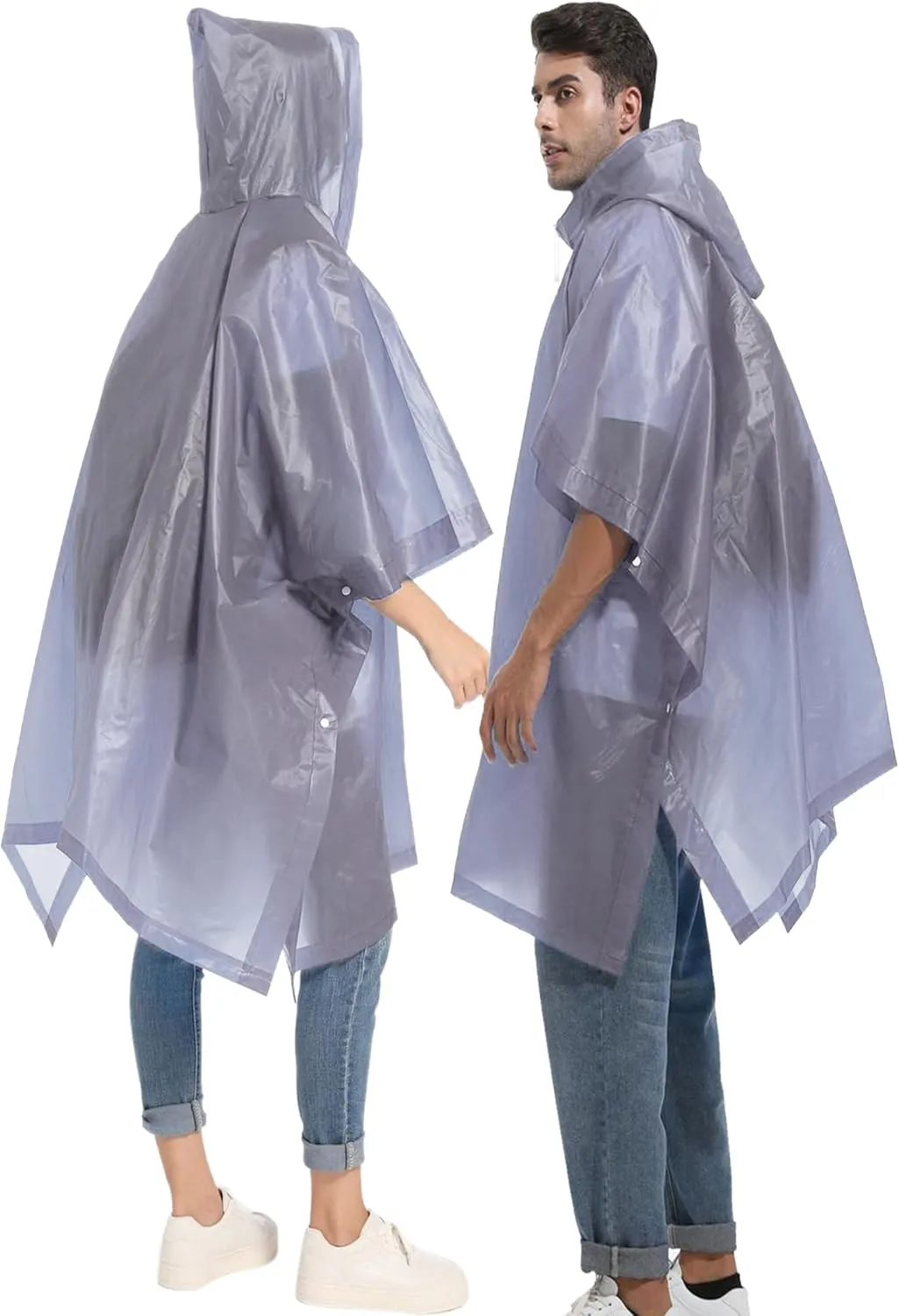2-Pack Reusable Rain Ponchos for Adults, HOOMBOOM Raincoats Emergency Survival for Women/Men Hood and Drawstring