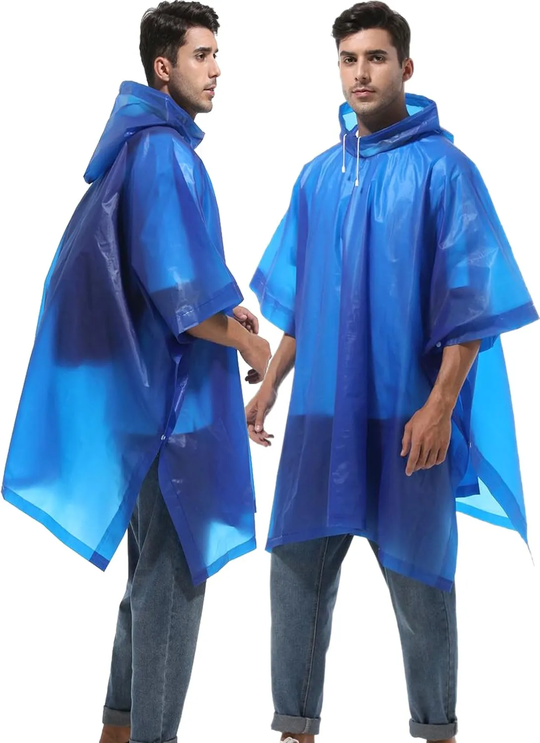 2-Pack Reusable Rain Ponchos for Adults, HOOMBOOM Raincoats Emergency Survival for Women/Men Hood and Drawstring