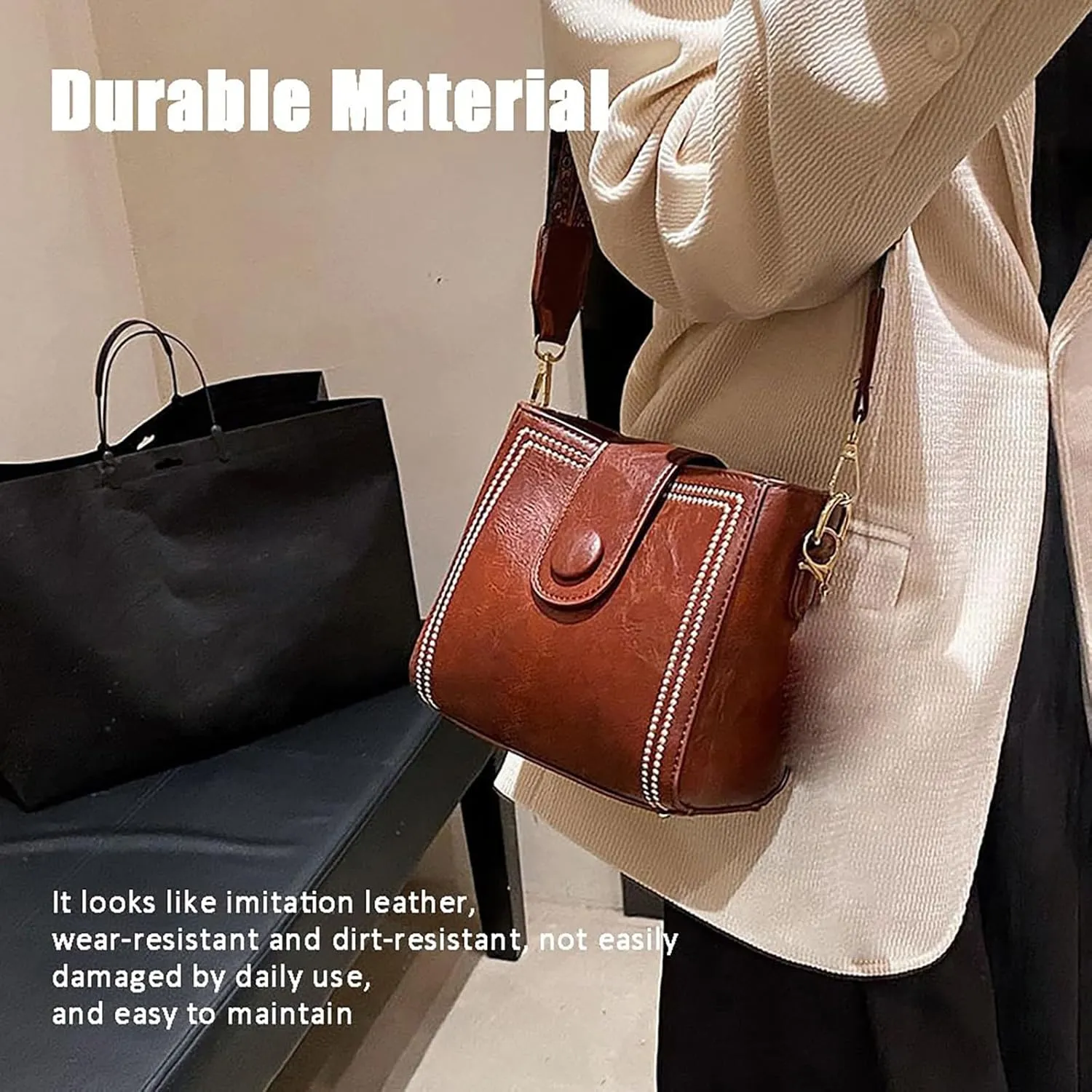 2025 New Bootara Bucket Bag, Bootara Women's Vintage Bunny Charm Bucket Bag, Stylish Minimalist Leather Purse