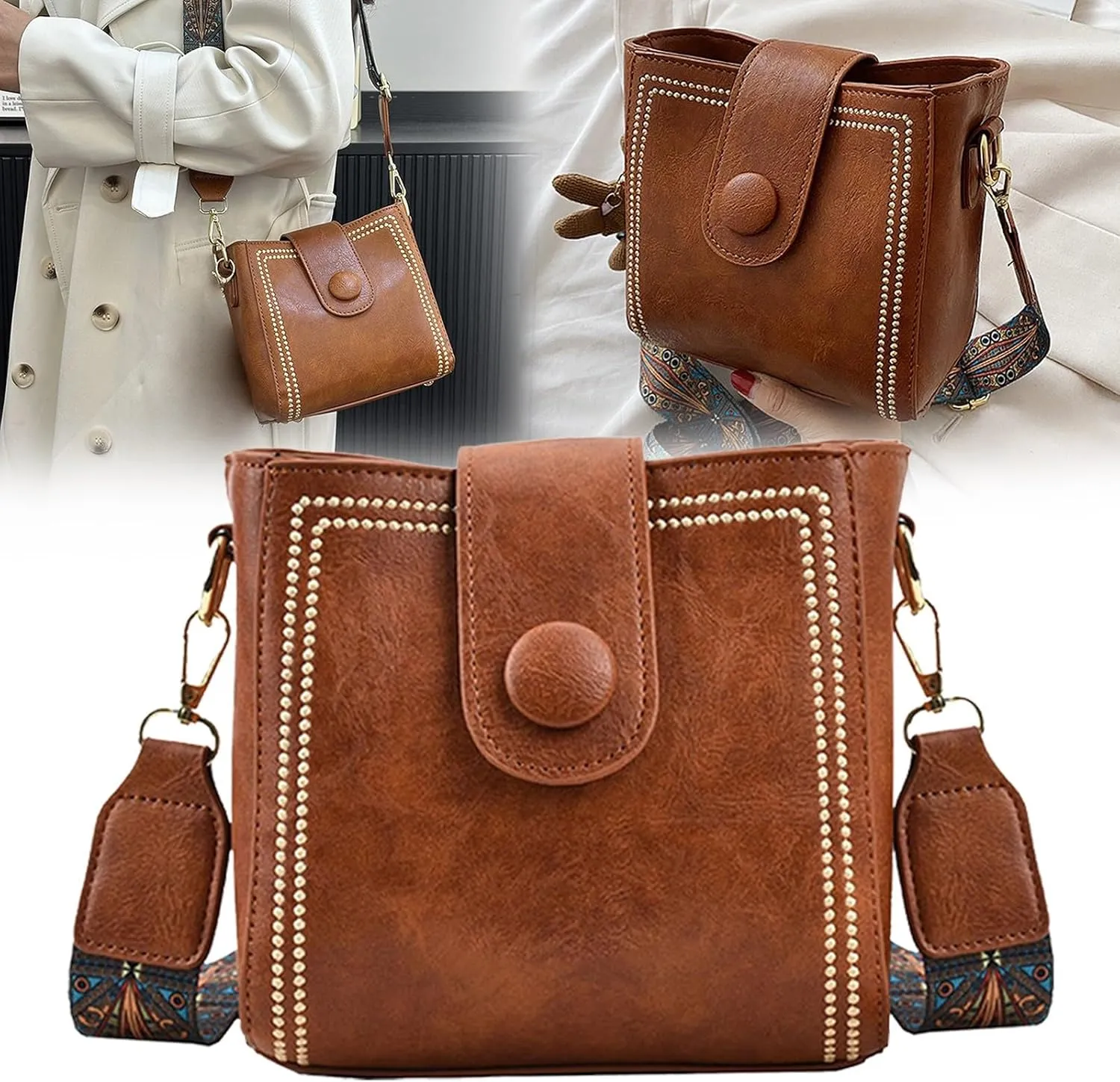 2025 New Bootara Bucket Bag, Bootara Women's Vintage Bunny Charm Bucket Bag, Stylish Minimalist Leather Purse