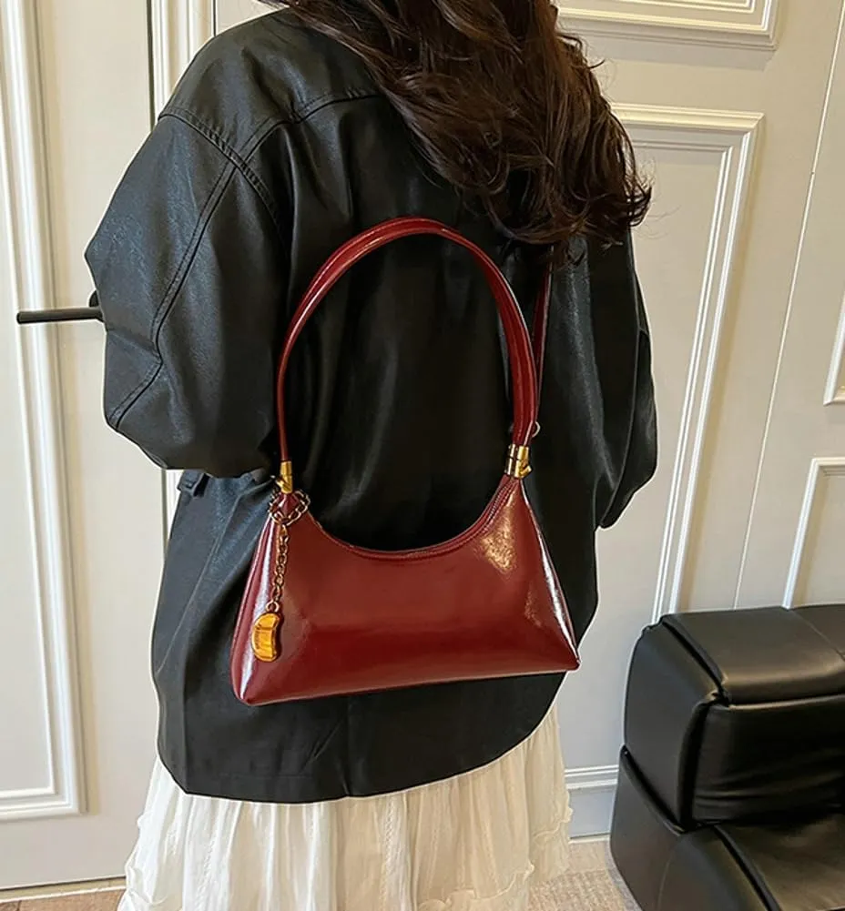 2025 Spring Women's Elegant Underarm Bag  Minimalist Solid Color Shoulder Crossbody Purse, Chic Handbag