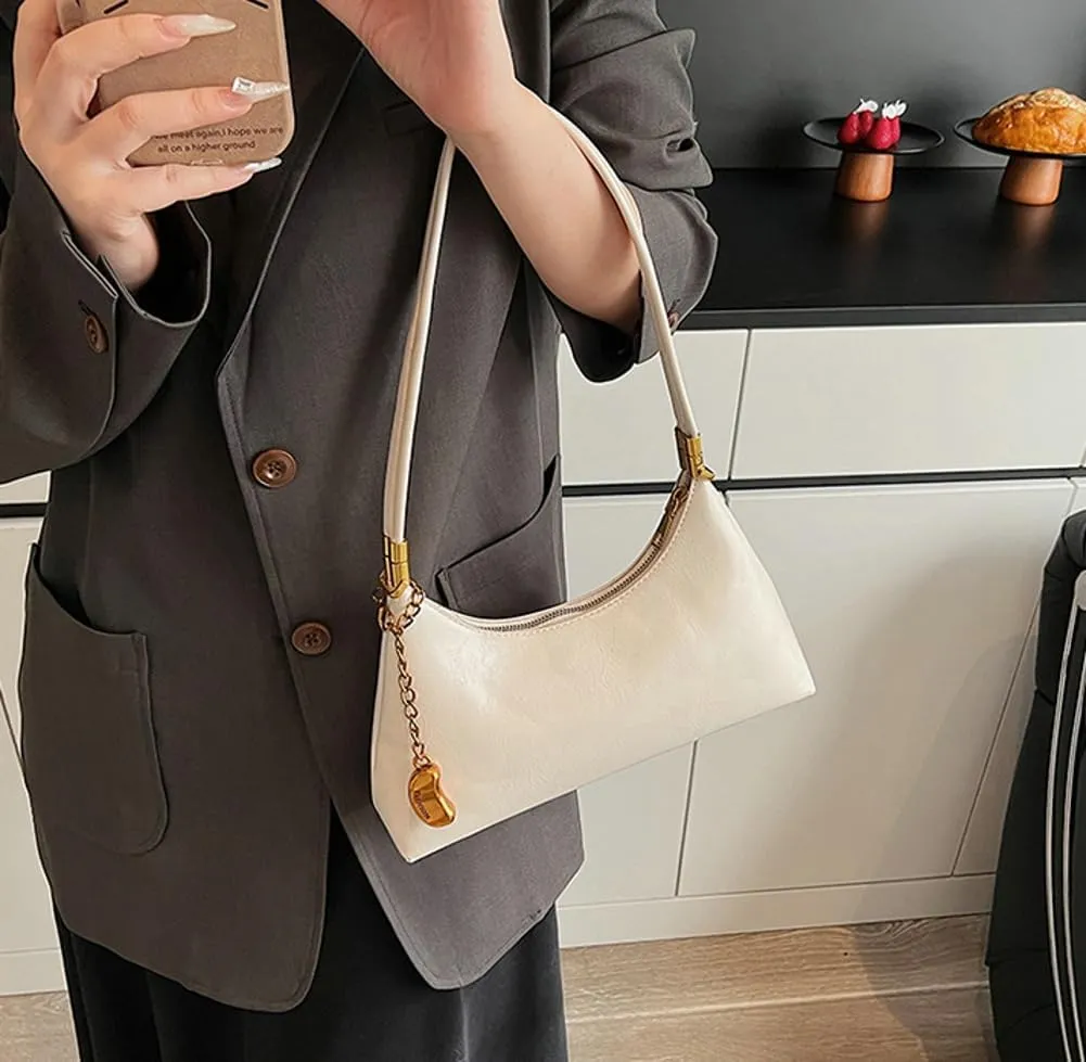 2025 Spring Women's Elegant Underarm Bag  Minimalist Solid Color Shoulder Crossbody Purse, Chic Handbag