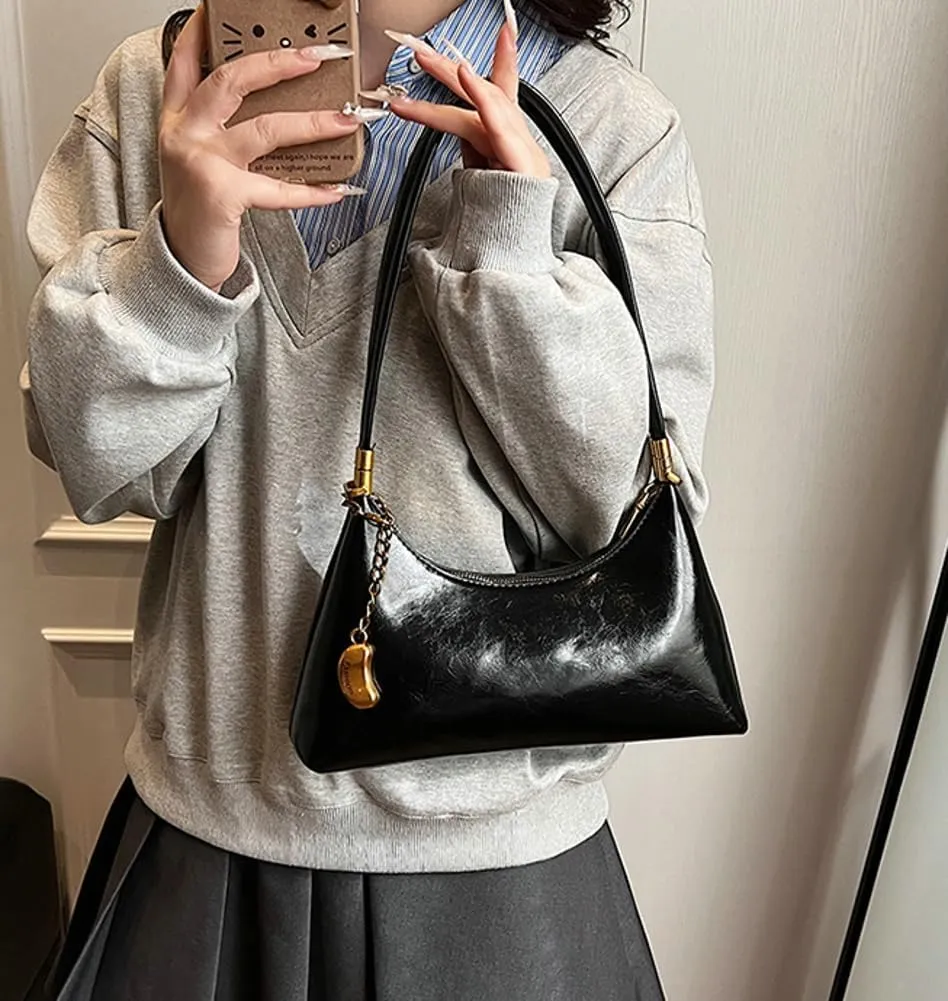 2025 Spring Women's Elegant Underarm Bag  Minimalist Solid Color Shoulder Crossbody Purse, Chic Handbag