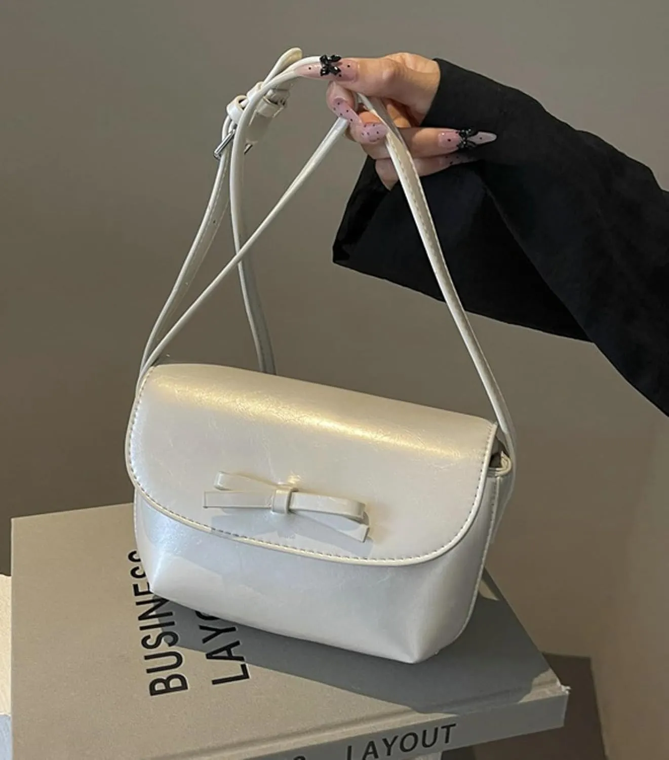2025 Summer Minimalist Saddle Bag Women Shoulder Crossbody Bag Bow Knot Compact Small Purse