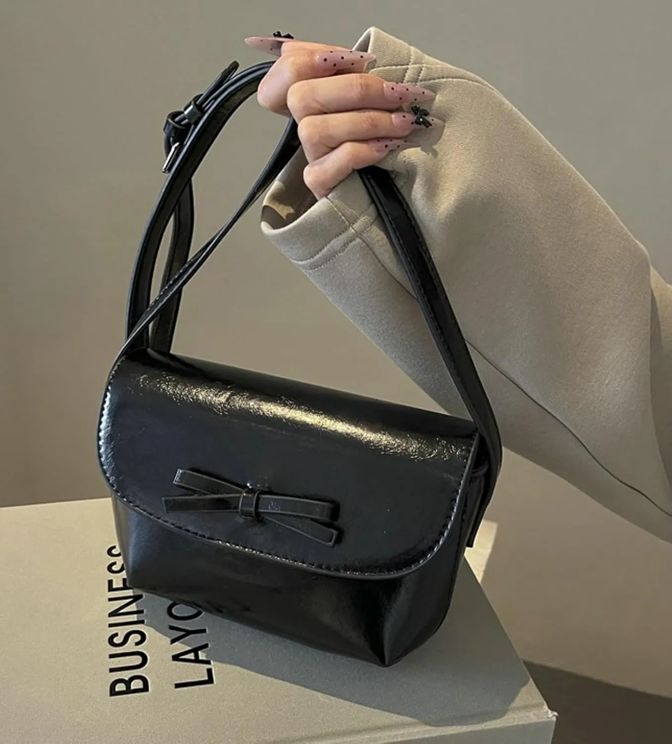 2025 Summer Minimalist Saddle Bag Women Shoulder Crossbody Bag Bow Knot Compact Small Purse