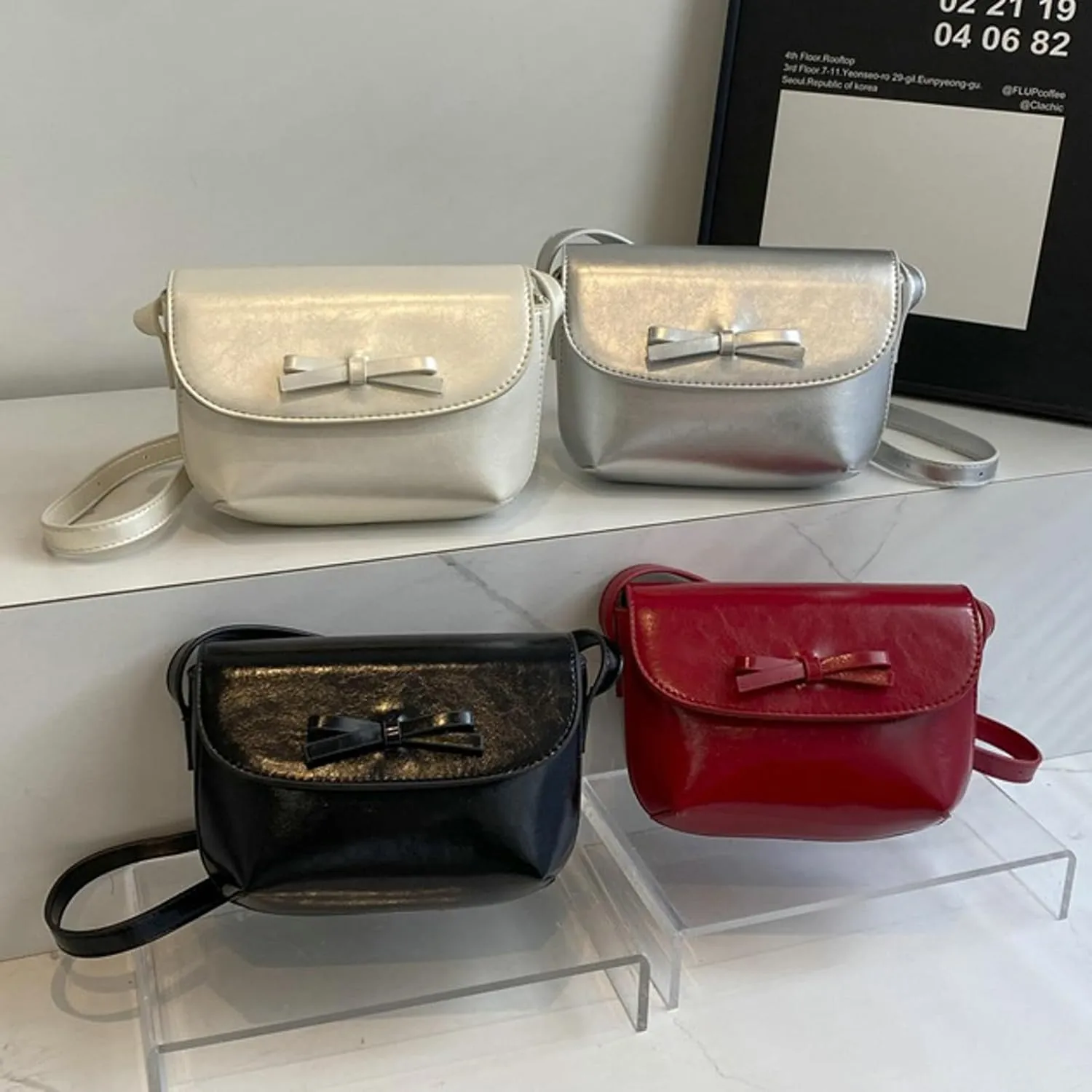 2025 Summer Minimalist Saddle Bag Women Shoulder Crossbody Bag Bow Knot Compact Small Purse