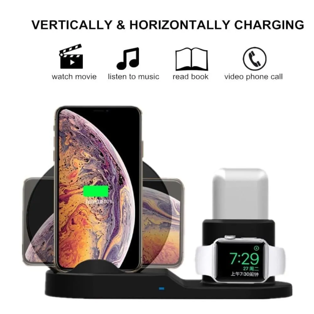 3 in 1 10w Fast Wireless Charging Dock Station with Led Indicator