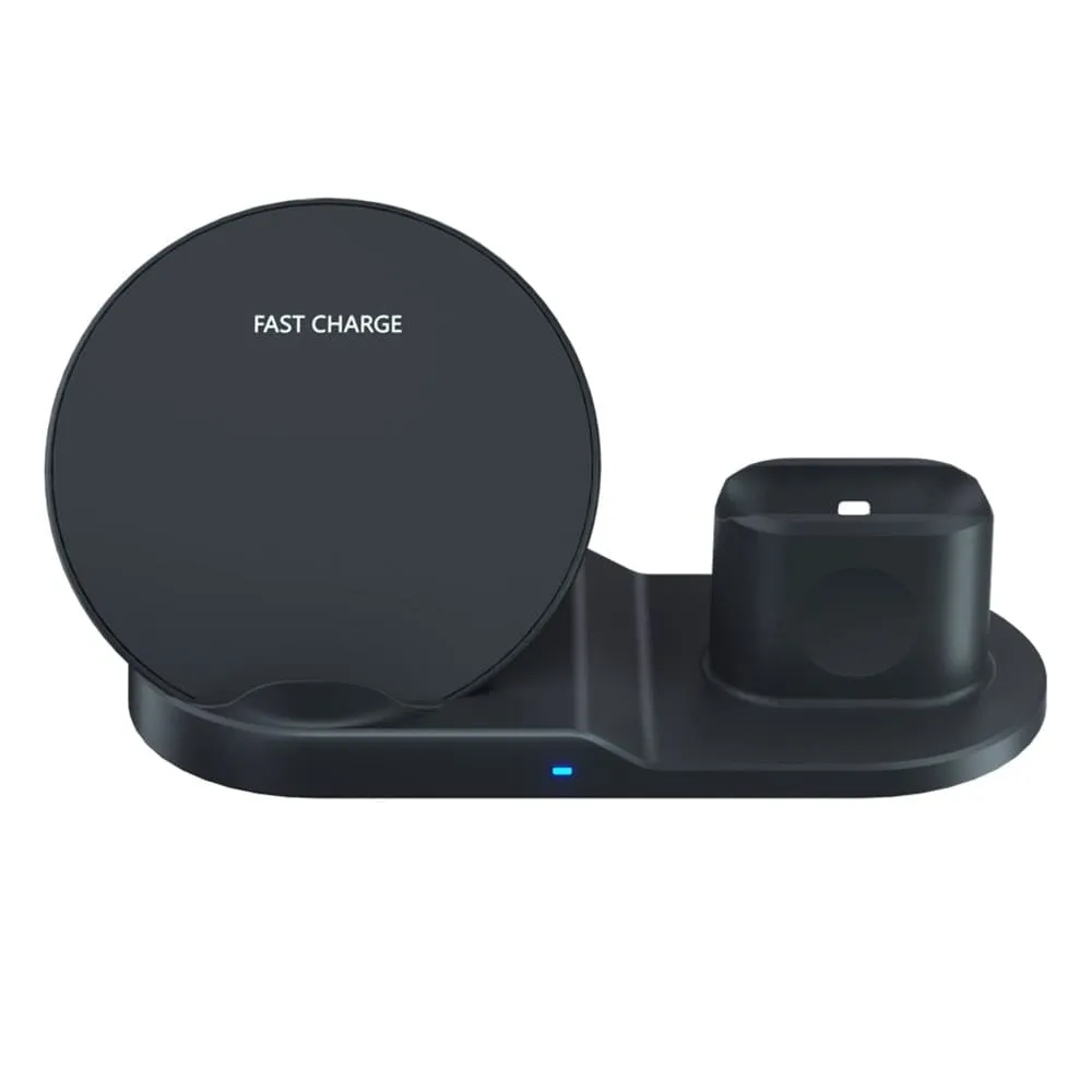 3 in 1 10w Fast Wireless Charging Dock Station with Led Indicator