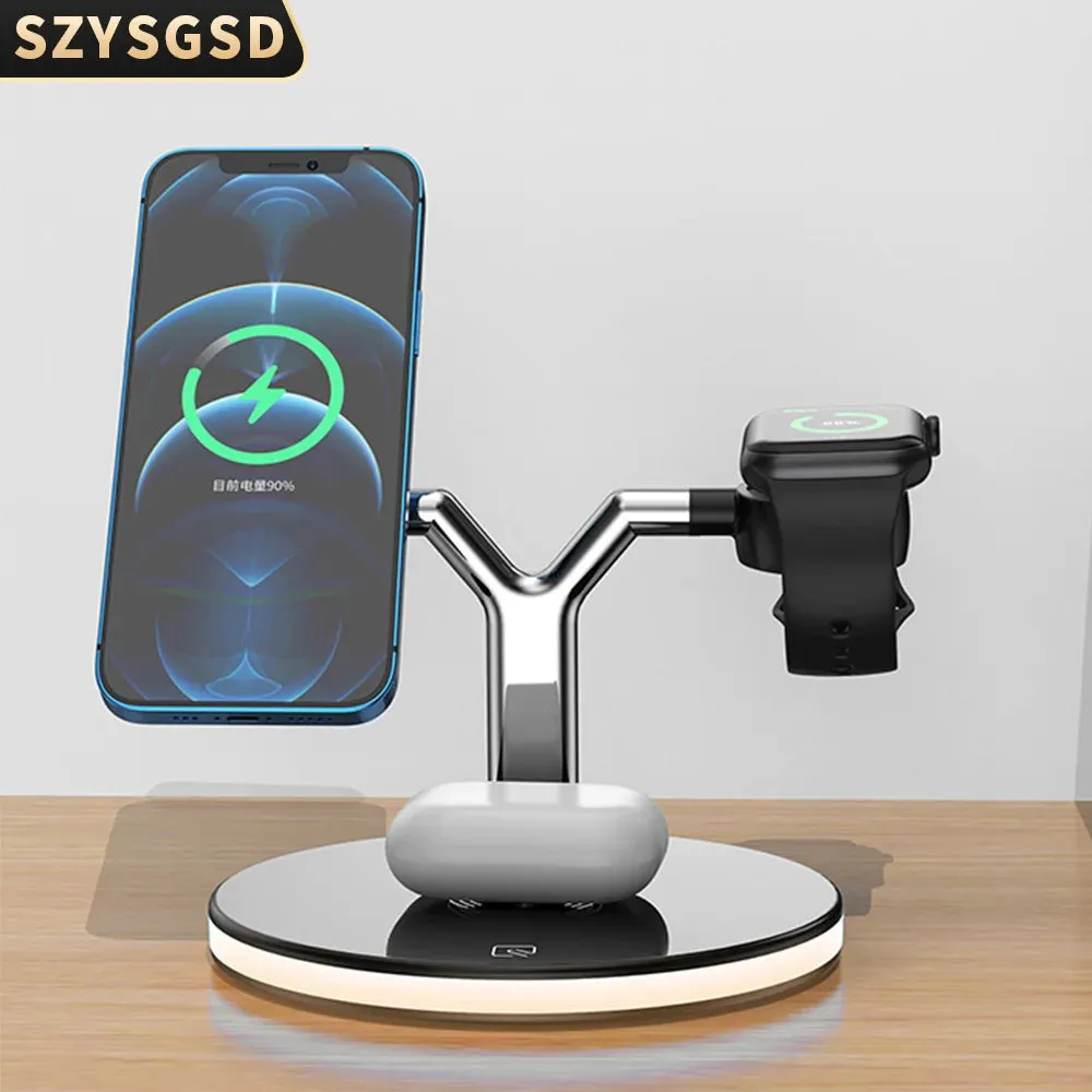 3 in 1 Fast Magnetic Wireless Chargers Station for iPhone 13 12Pro 15W Charging Stand for Apple Watch 7/6/5 for Airpods Pro/3/2