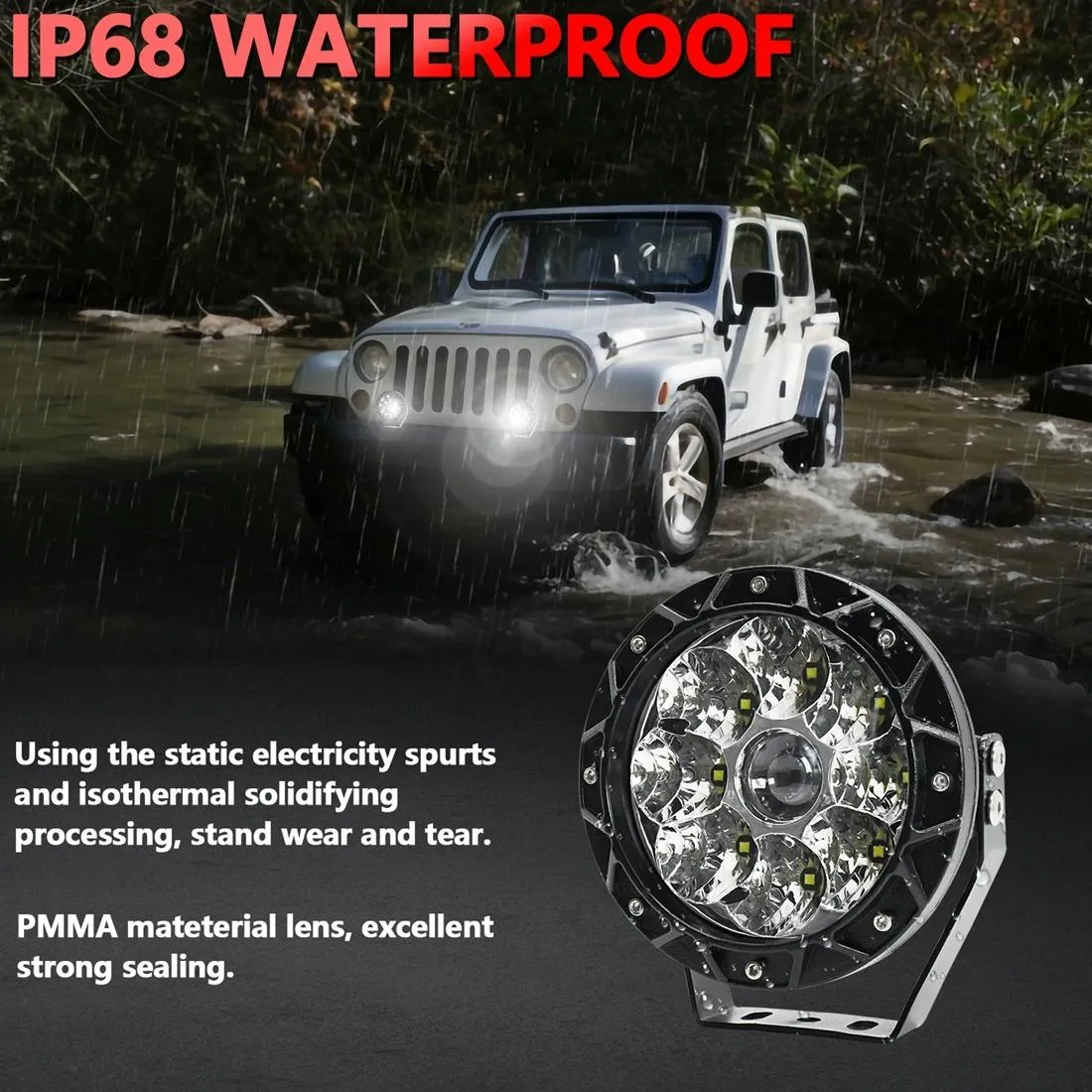 38W 4000Lm / 6000K Off - Road Vehicle Round Work Light