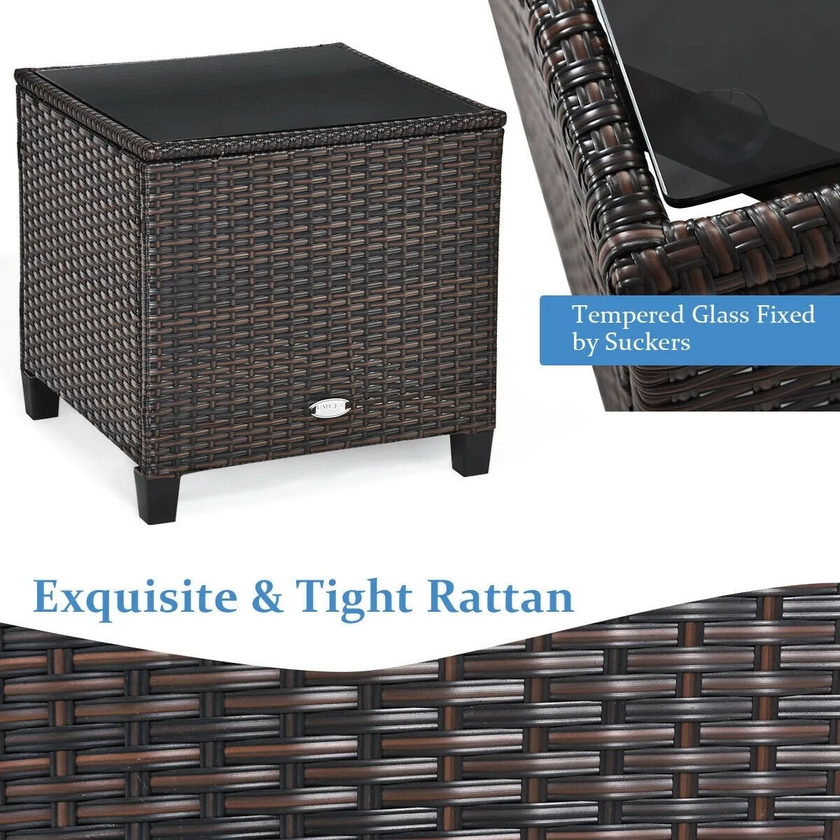 3pc Outdoor Patio Rattan Furniture Set - Turquoise