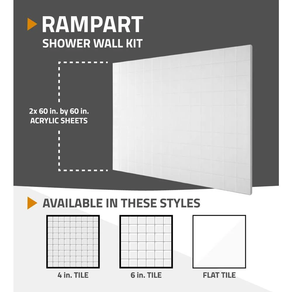 5 ft. Walk-in Non-Whirlpool Bathtub with 6 in. Tile Easy Up Adhesive Wall Surround in White