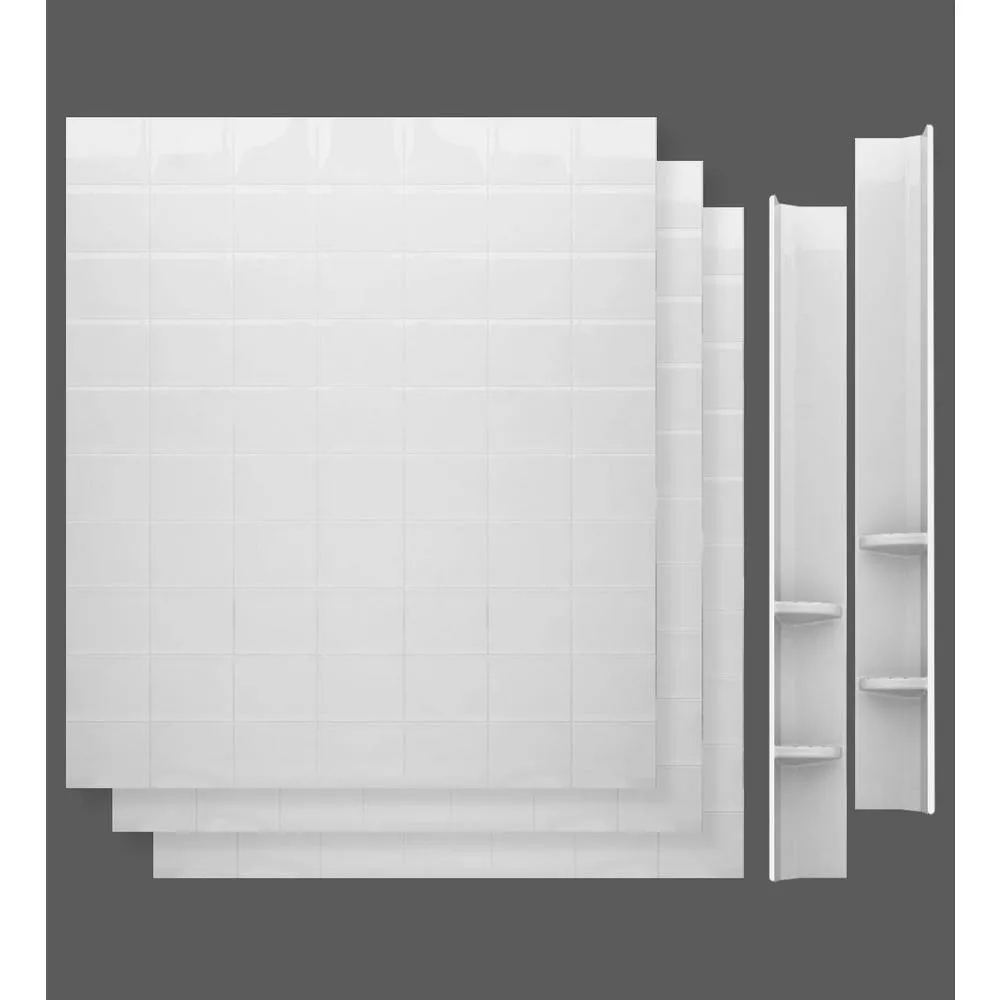 5 ft. Walk-in Non-Whirlpool Bathtub with 6 in. Tile Easy Up Adhesive Wall Surround in White