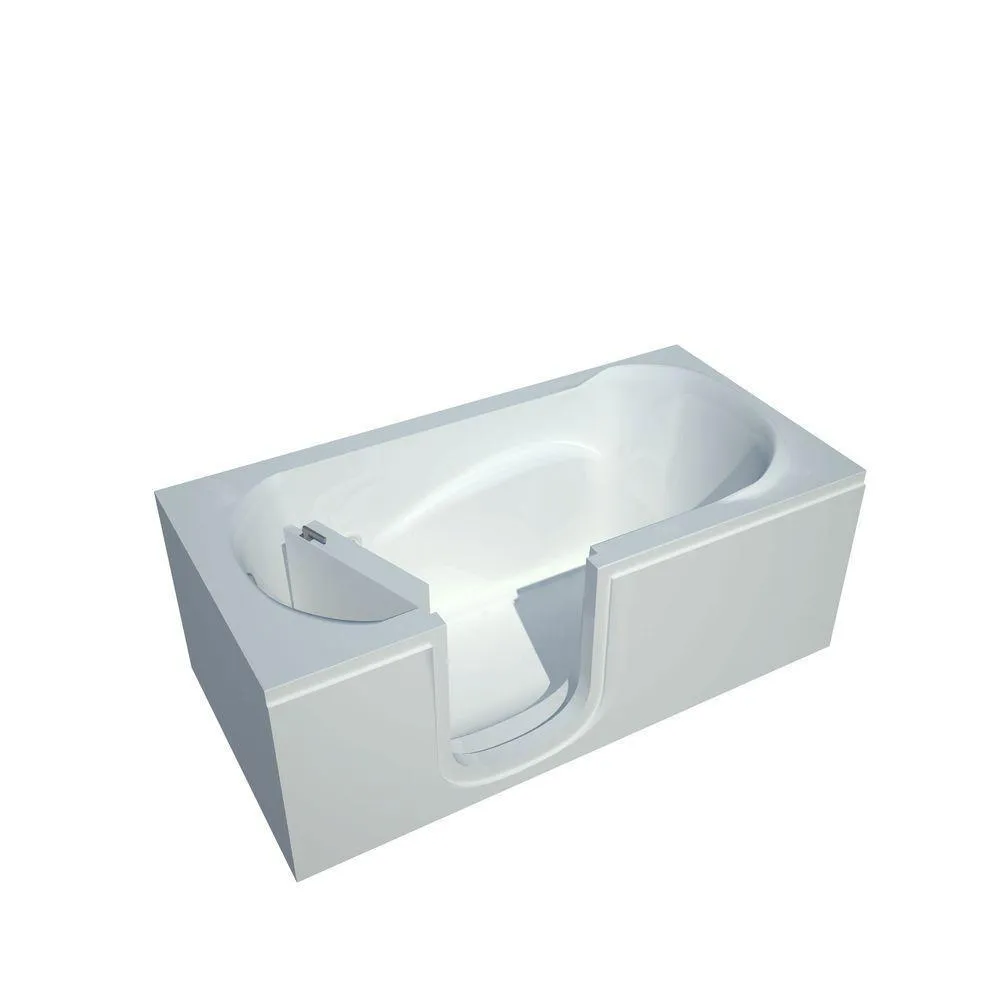 5 ft. Walk-in Non-Whirlpool Bathtub with 6 in. Tile Easy Up Adhesive Wall Surround in White