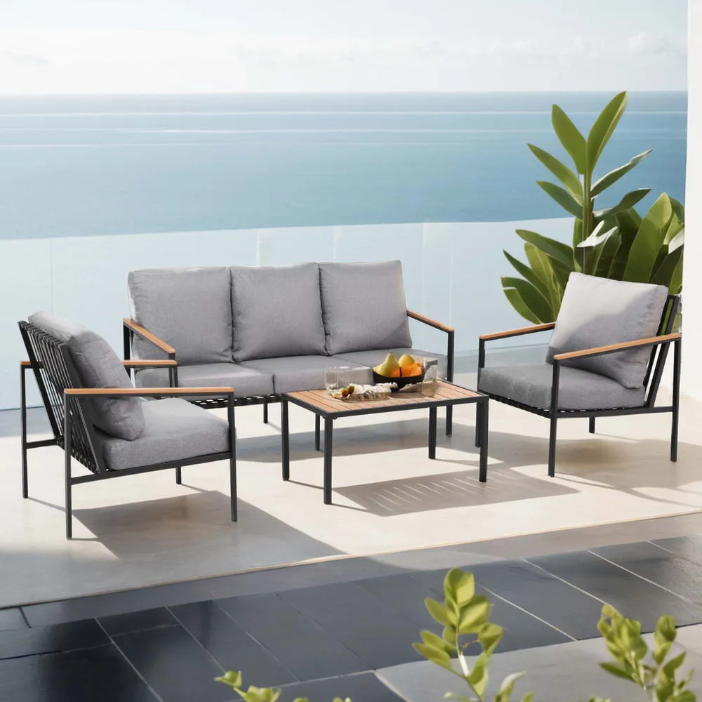 5 Seater Outdoor Sofa Set | 4PCS | Table & Bench | Patio Furniture