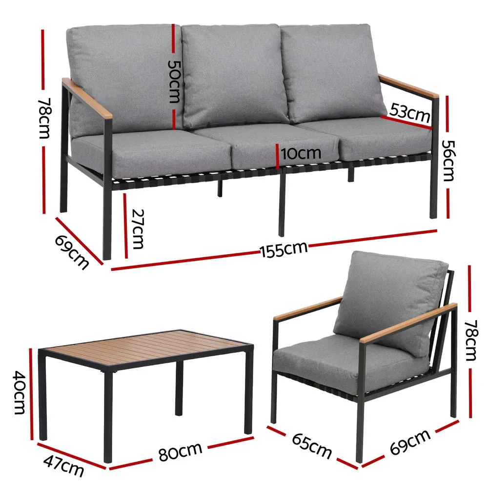 5 Seater Outdoor Sofa Set | 4PCS | Table & Bench | Patio Furniture