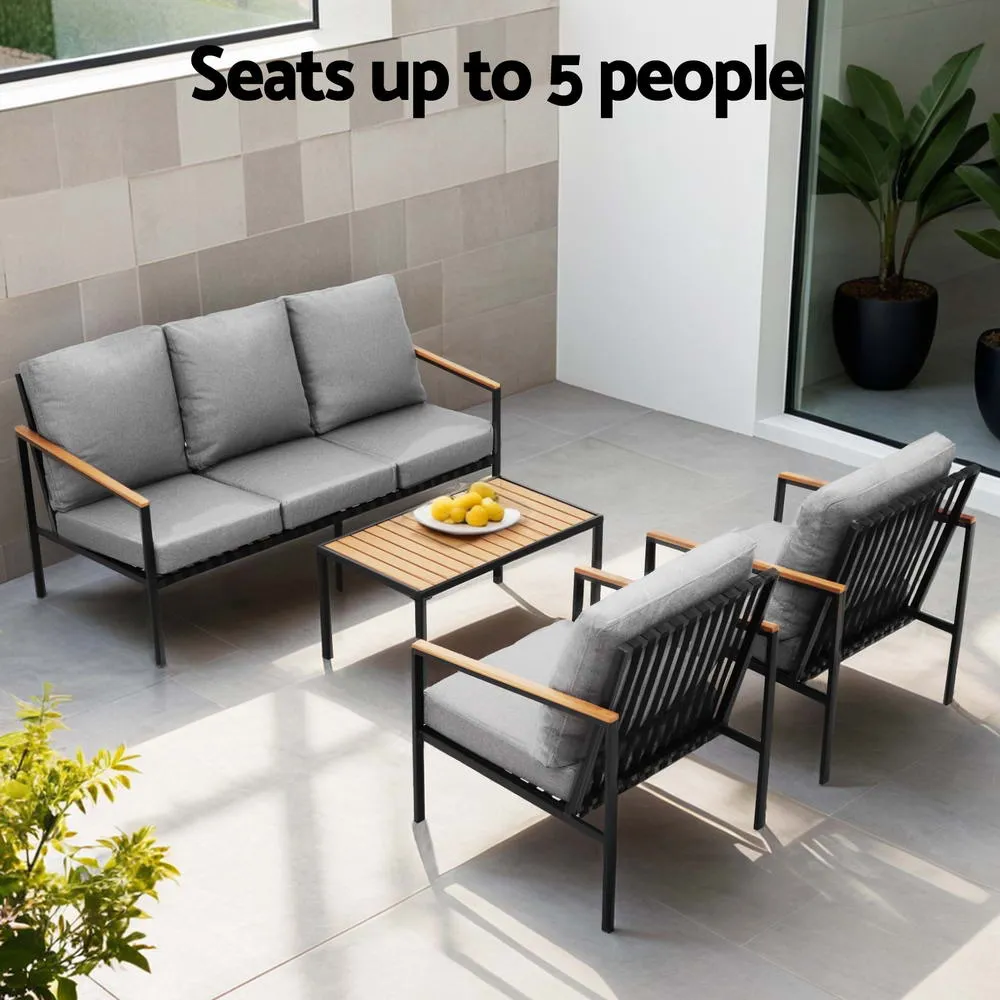 5 Seater Outdoor Sofa Set | 4PCS | Table & Bench | Patio Furniture
