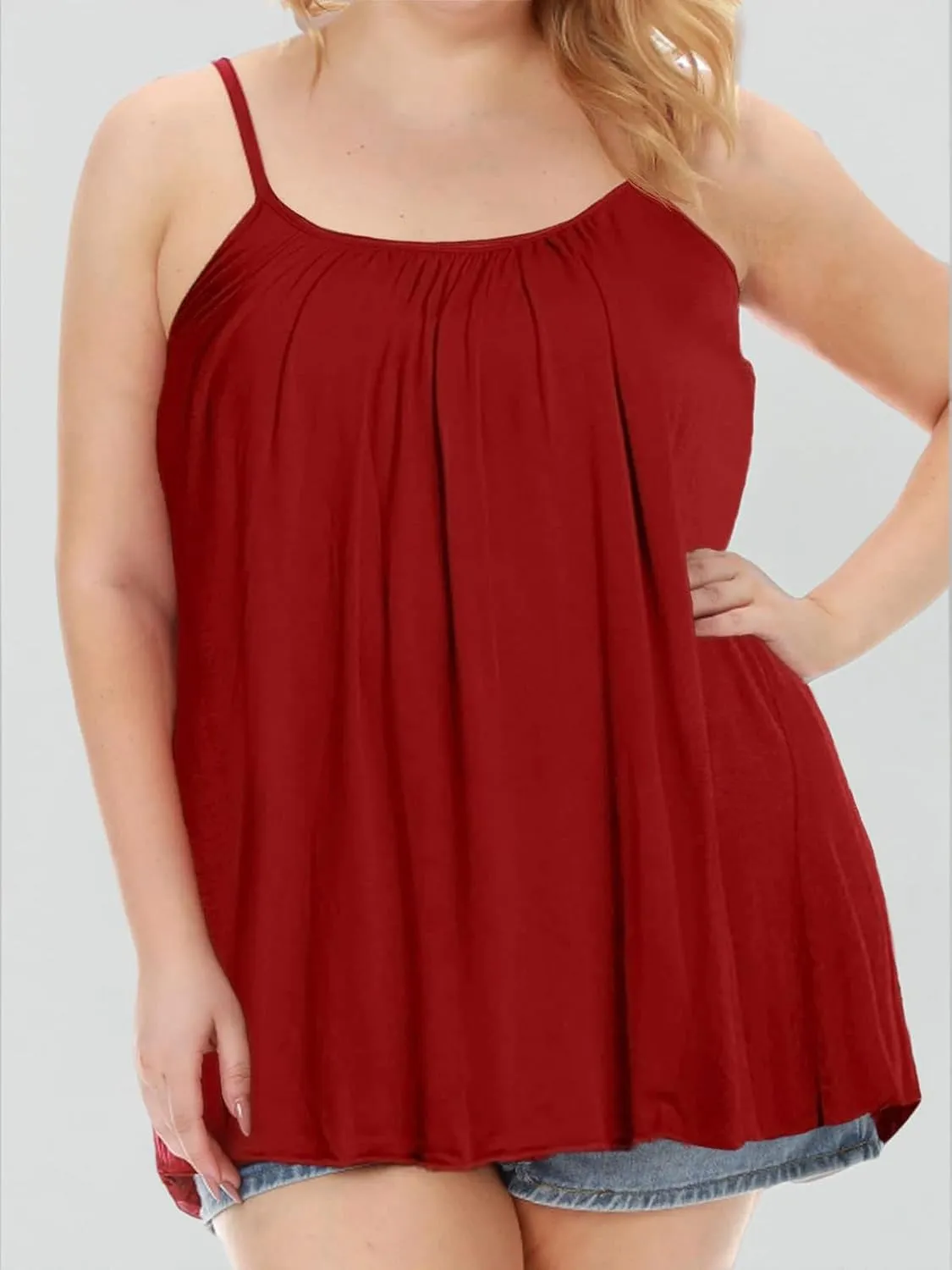 7th Element Plus Size Tank Tops for Women Camisoles Cami Dress Loose Fit Sleeveless Flowy Spaghetti Strap Summer