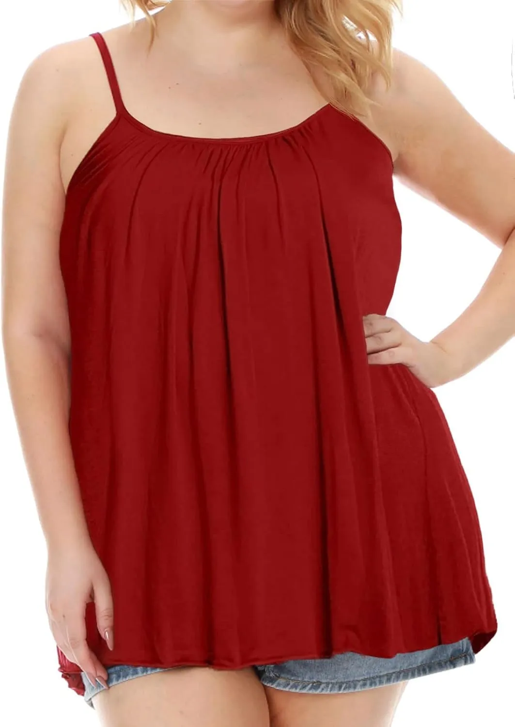 7th Element Plus Size Tank Tops for Women Camisoles Cami Dress Loose Fit Sleeveless Flowy Spaghetti Strap Summer