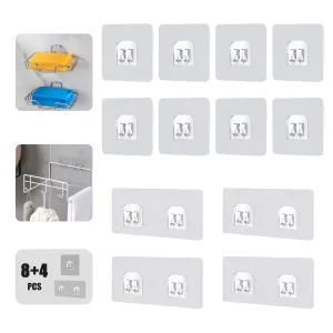 Adhesive Corner Shower Caddy Hook,Multipurpose Iron Shelf Holder;Bathroom Basket Support;Wall Sticker,Kitchen Storage Rack Hanger,No Drilling/Strong Bearing Capacity/Transparent(8pcs 4pcs)