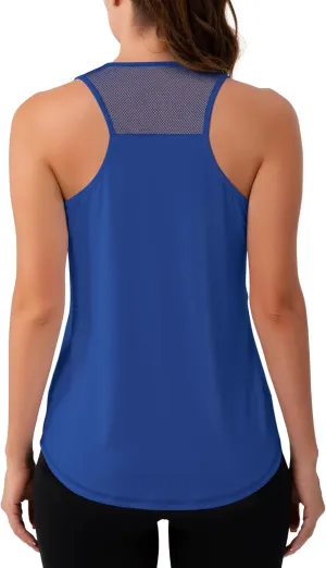 Aeuui Womens Workout Tops Sleeveless Racerback Tank Tops Mesh Yoga Athletic Running Shirts Gym Clothes for Women