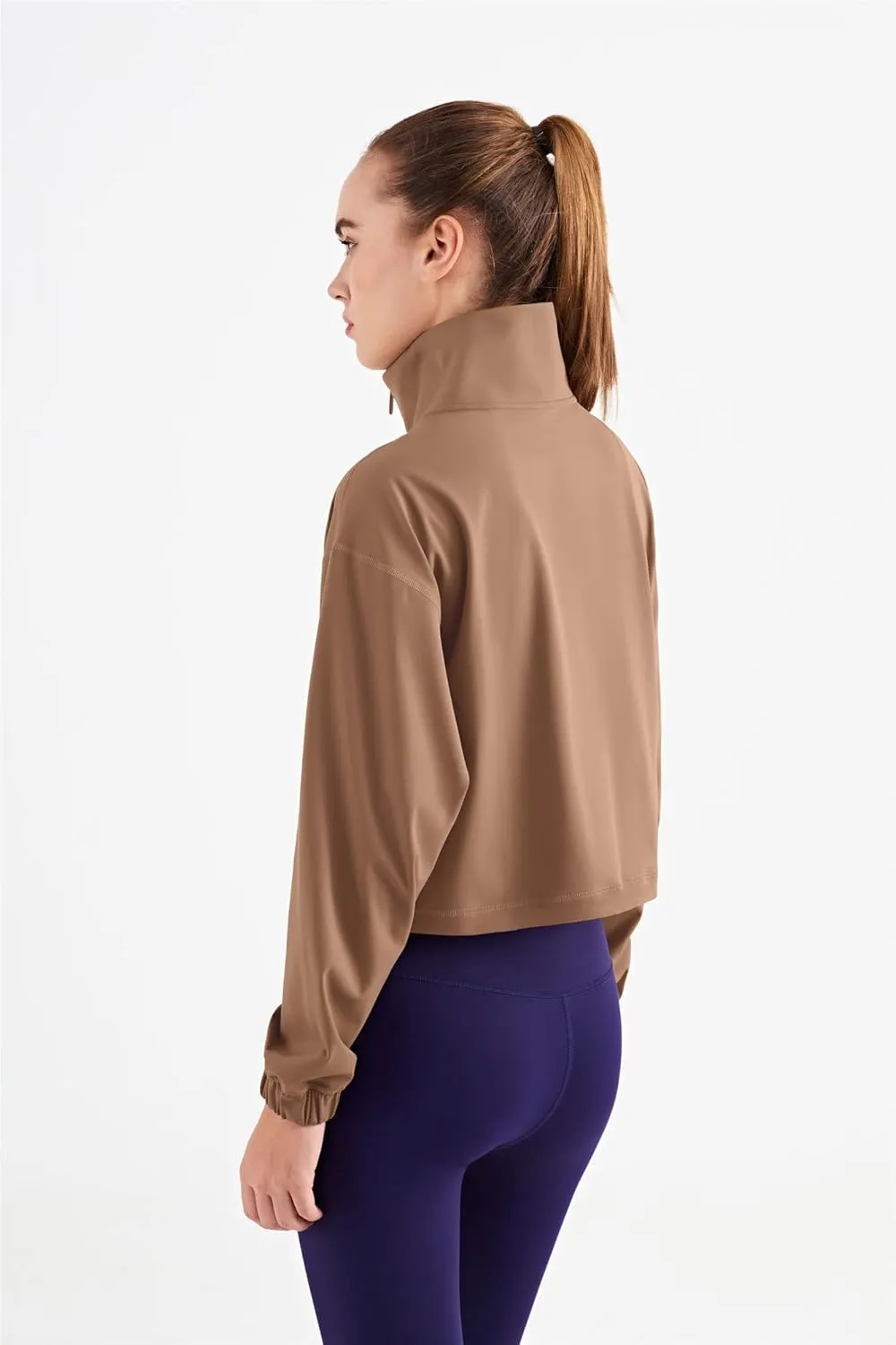 altiland Half Zip Pullover Cropped Jackets for Women Long Sleeve Workout Athletic Running Yoga Shirts