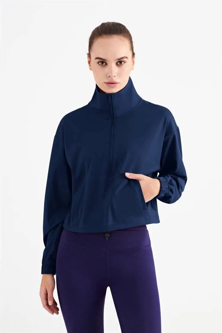 altiland Half Zip Pullover Cropped Jackets for Women Long Sleeve Workout Athletic Running Yoga Shirts