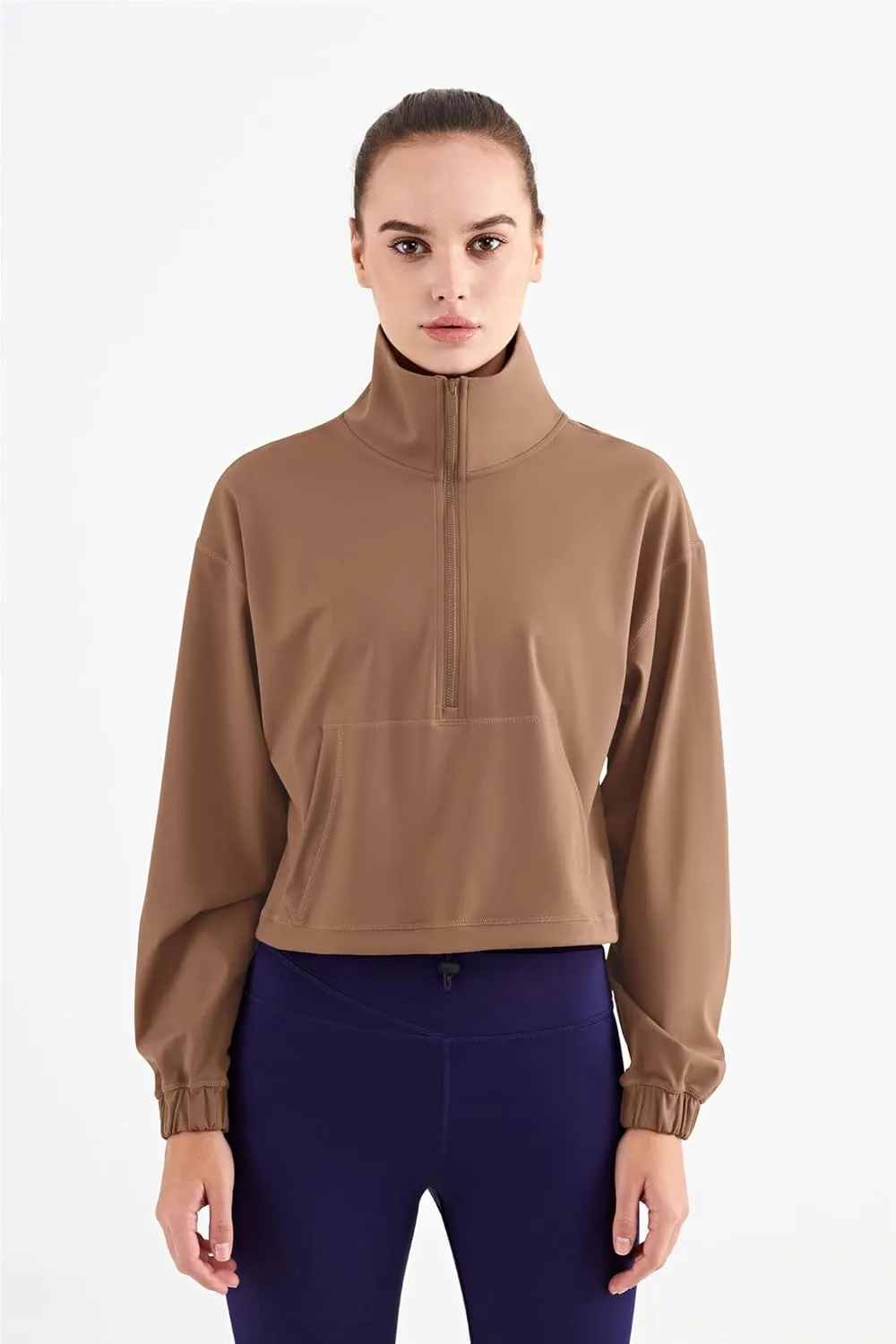 altiland Half Zip Pullover Cropped Jackets for Women Long Sleeve Workout Athletic Running Yoga Shirts