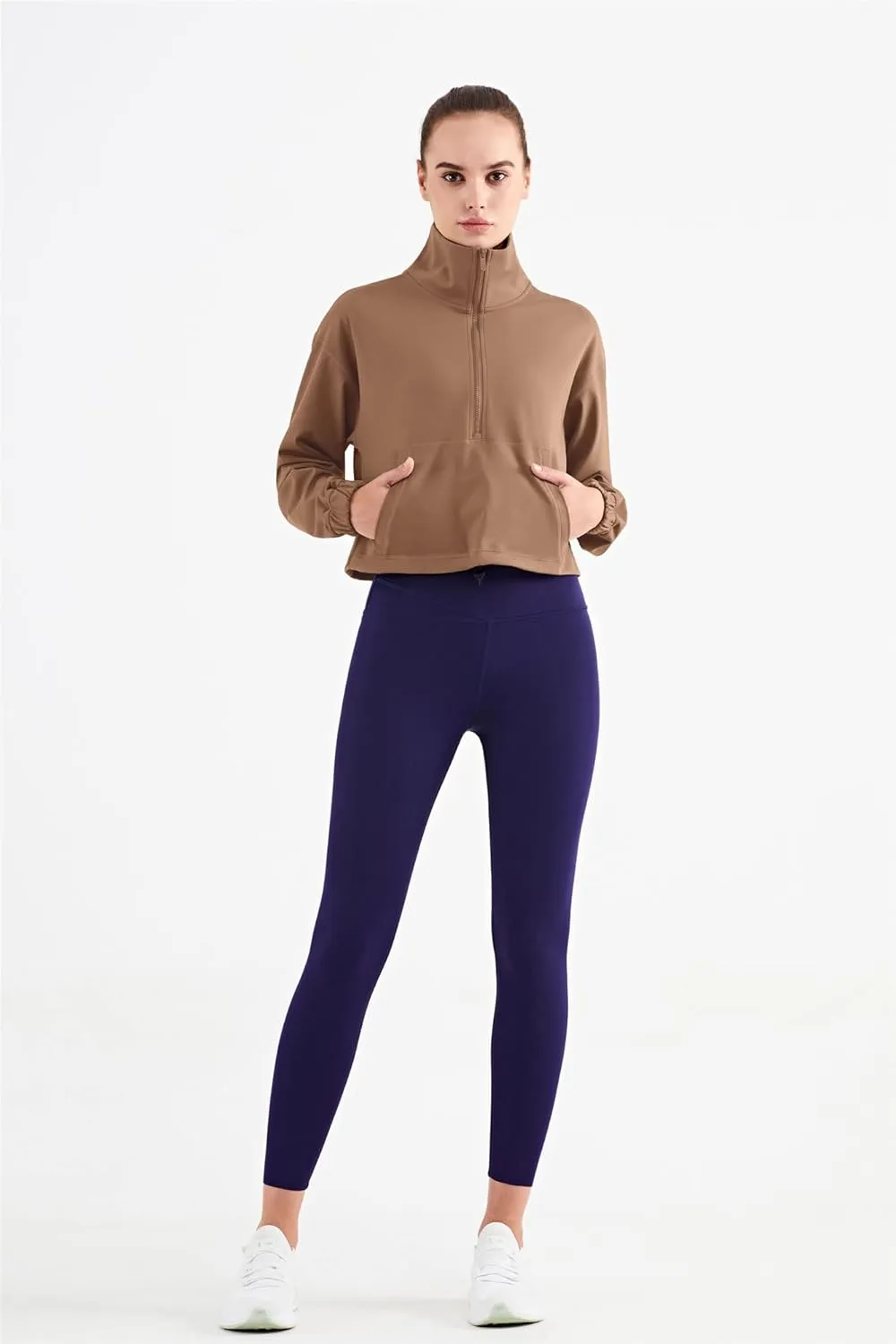 altiland Half Zip Pullover Cropped Jackets for Women Long Sleeve Workout Athletic Running Yoga Shirts