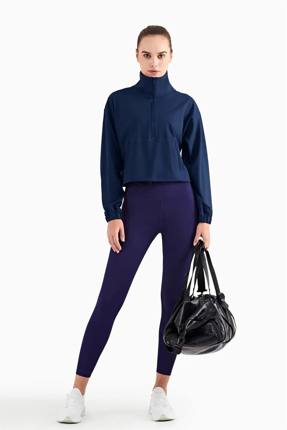 altiland Half Zip Pullover Cropped Jackets for Women Long Sleeve Workout Athletic Running Yoga Shirts
