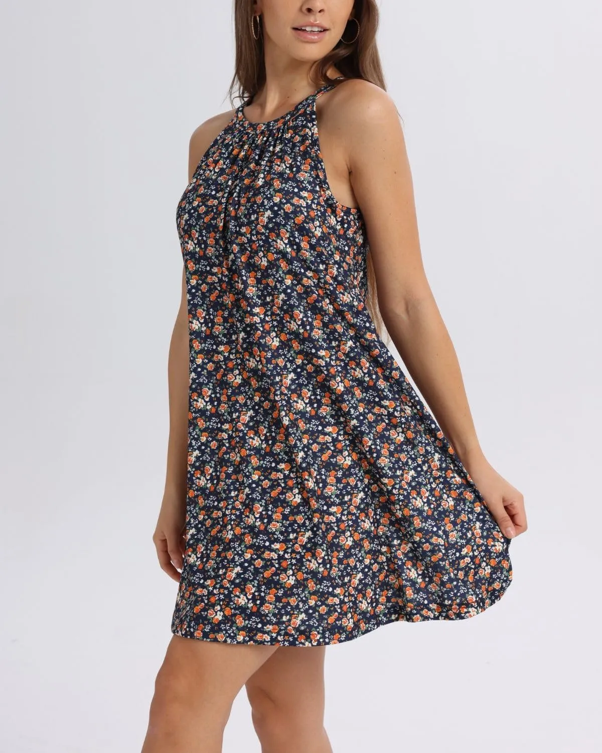 ANYFITTING Summer Dress with Built in Bra Casual Beach Sundress Flowy Halter Mini Short Dresses for Women 2025