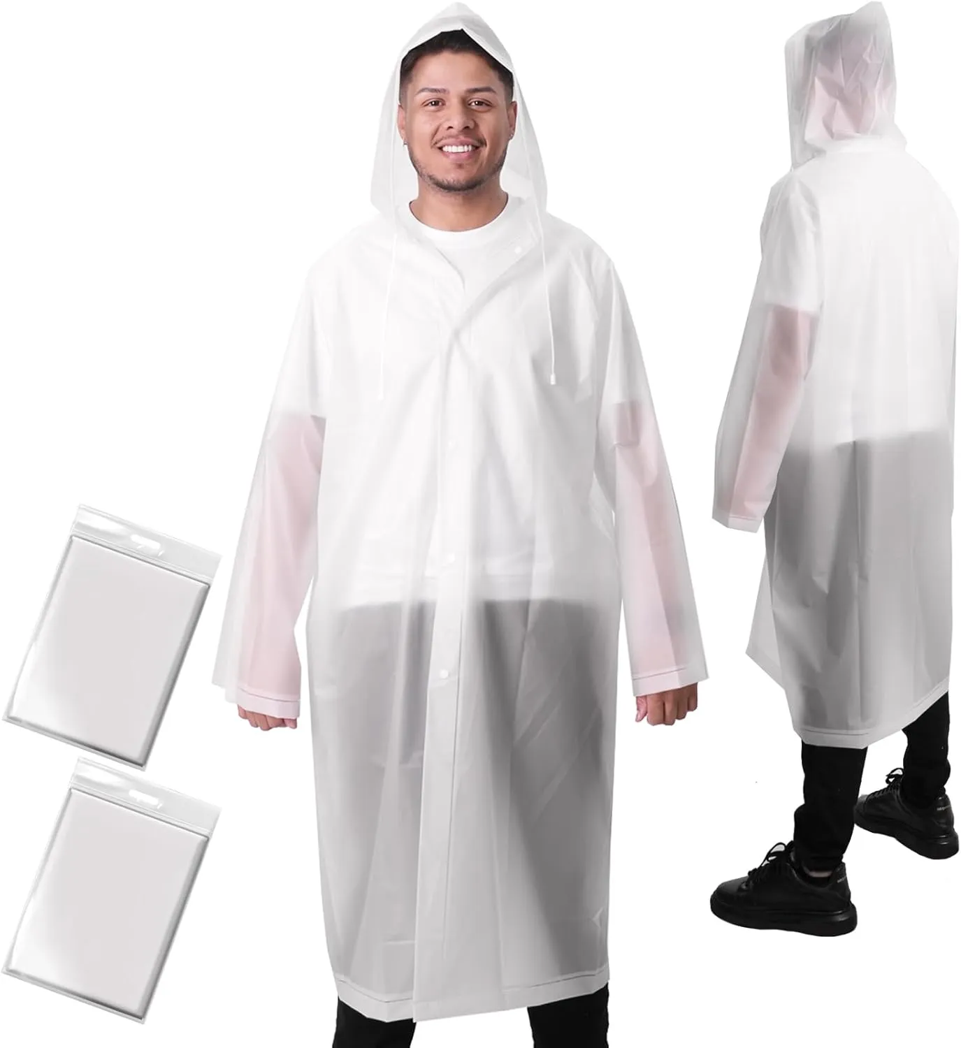 ANYOO Rain Ponchos for Adults Lightweight Reusable Raincoats for Men Women Emergency Rain Jacket with Hood 2 Pack