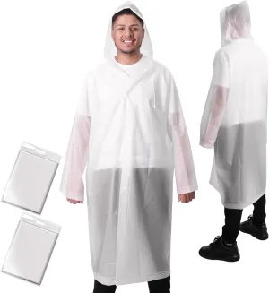 ANYOO Rain Ponchos for Adults Lightweight Reusable Raincoats for Men Women Emergency Rain Jacket with Hood 2 Pack