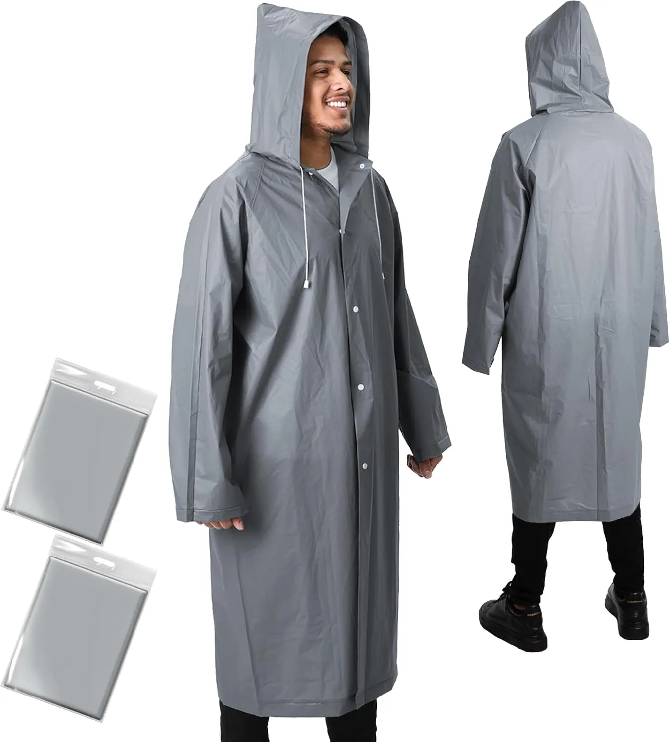 ANYOO Rain Ponchos for Adults Lightweight Reusable Raincoats for Men Women Emergency Rain Jacket with Hood 2 Pack