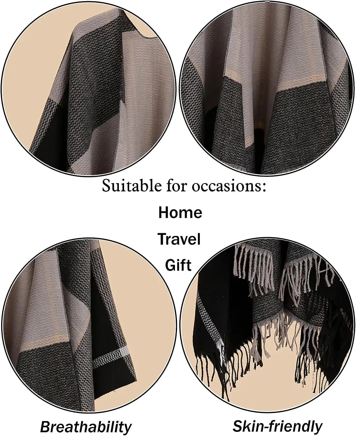 AONTUS Shawls Wraps Poncho Cardigan Cape Knitted Cover Ups Vintage Scarfs Sweater for Womens