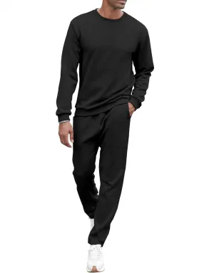 Babioboa Men's Tracksuit Knit Jacquard 2 Piece Long Sleeve Pullover Jogging Tracksuit Athletic running Casual Sportswear