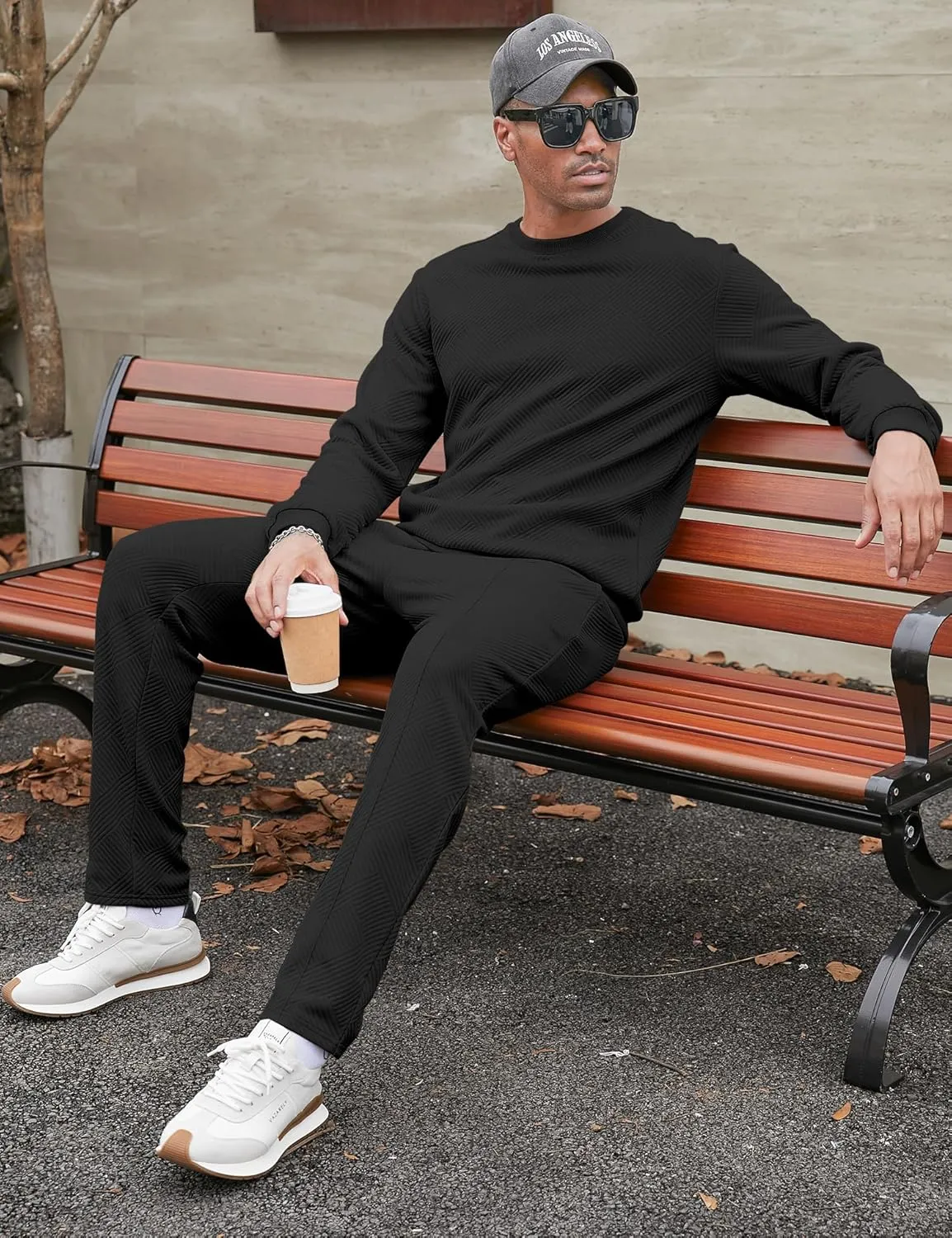 Babioboa Men's Tracksuit Knit Jacquard 2 Piece Long Sleeve Pullover Jogging Tracksuit Athletic running Casual Sportswear